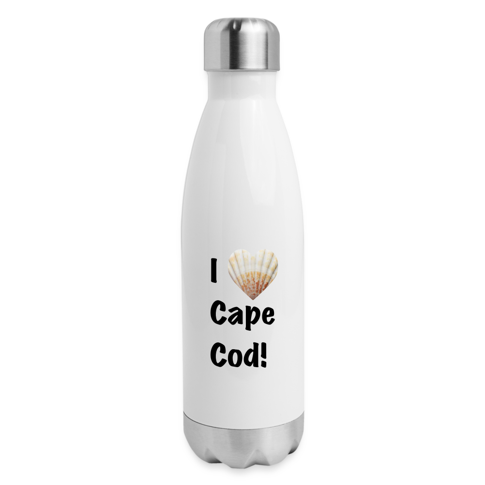 Insulated Stainless Steel Water Bottle | I Love Cape Cod - white