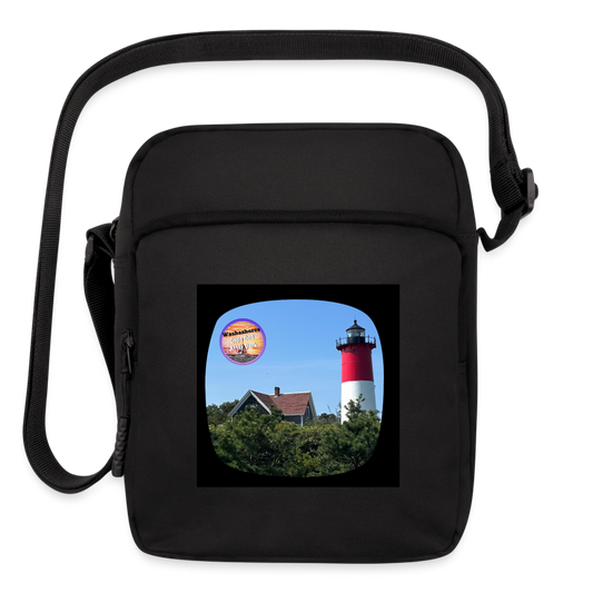 Upright Crossbody Bag with Cape Cod Lighthouse - black