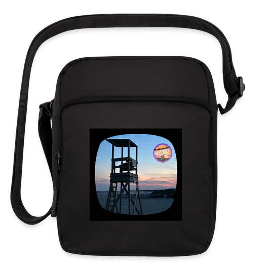 Upright Crossbody Bag with Cape Cod Lifeguard Chair - black