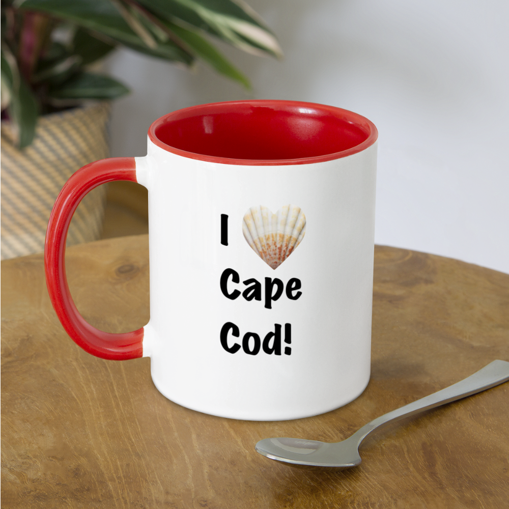 Two-tone Coffee Mug--I Love Cape Cod - white/red