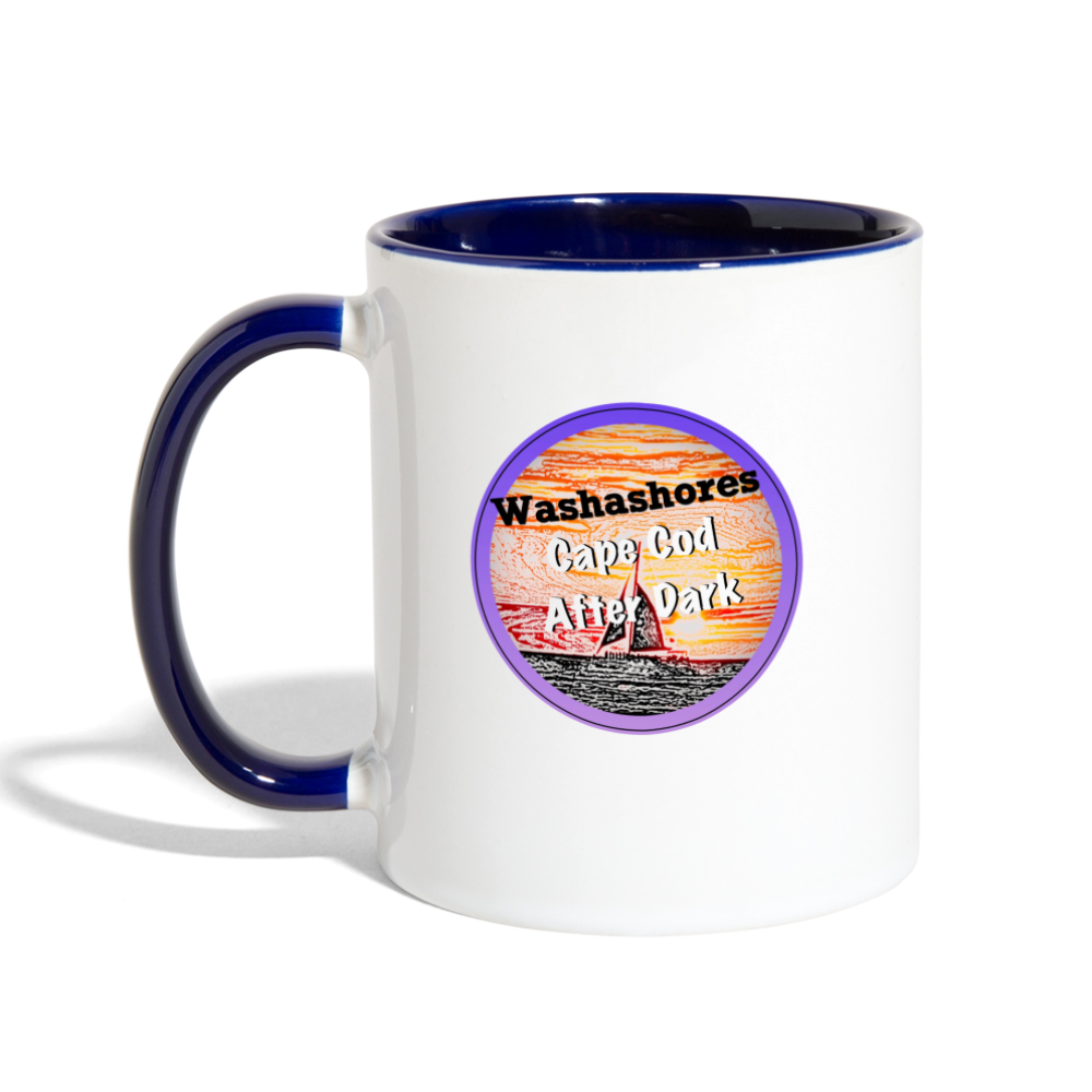 Two-Tone Coffee Mug - Not born on the Cape, but... - white/cobalt blue