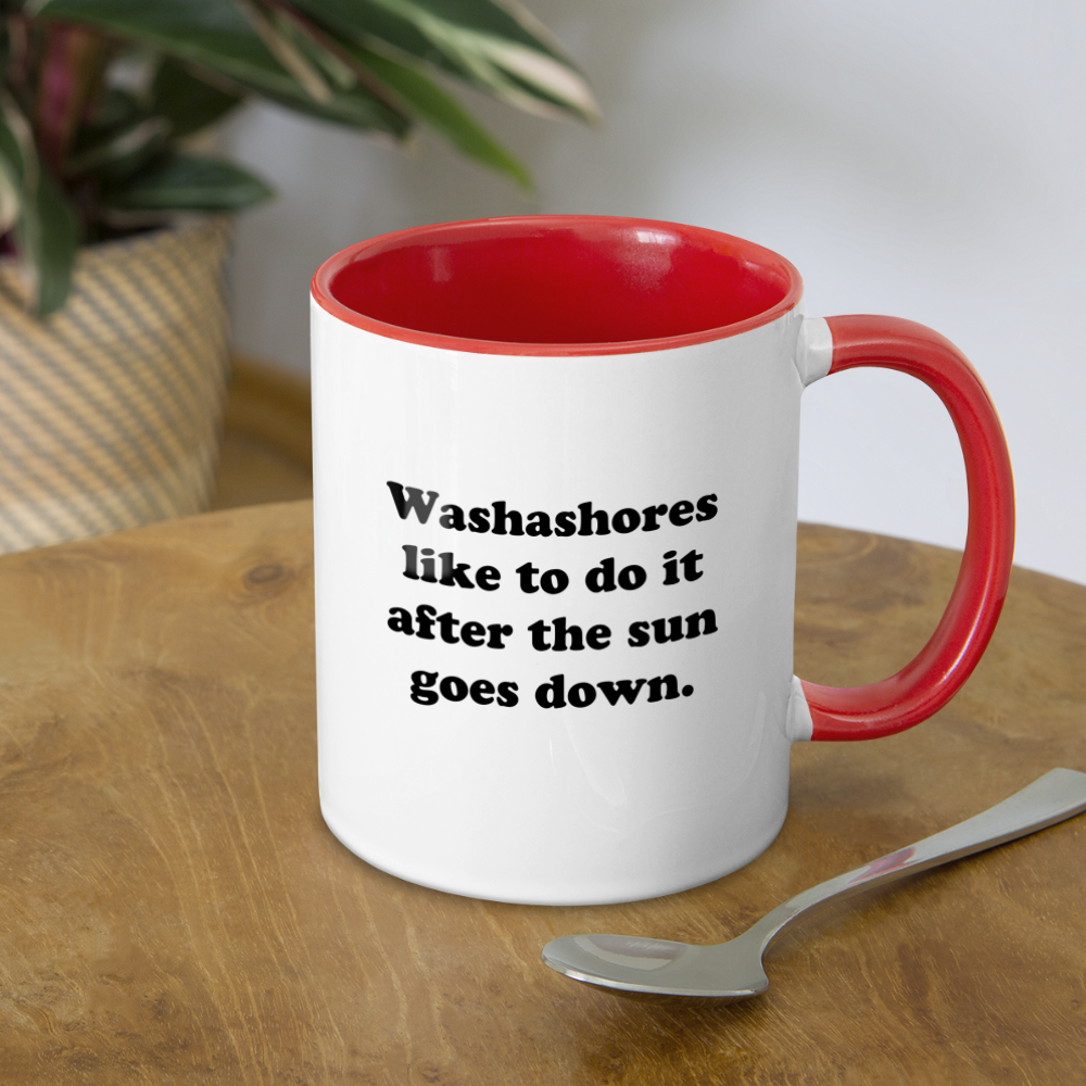 Two-Tone Coffee Mug - After the sun goes down... - white/red