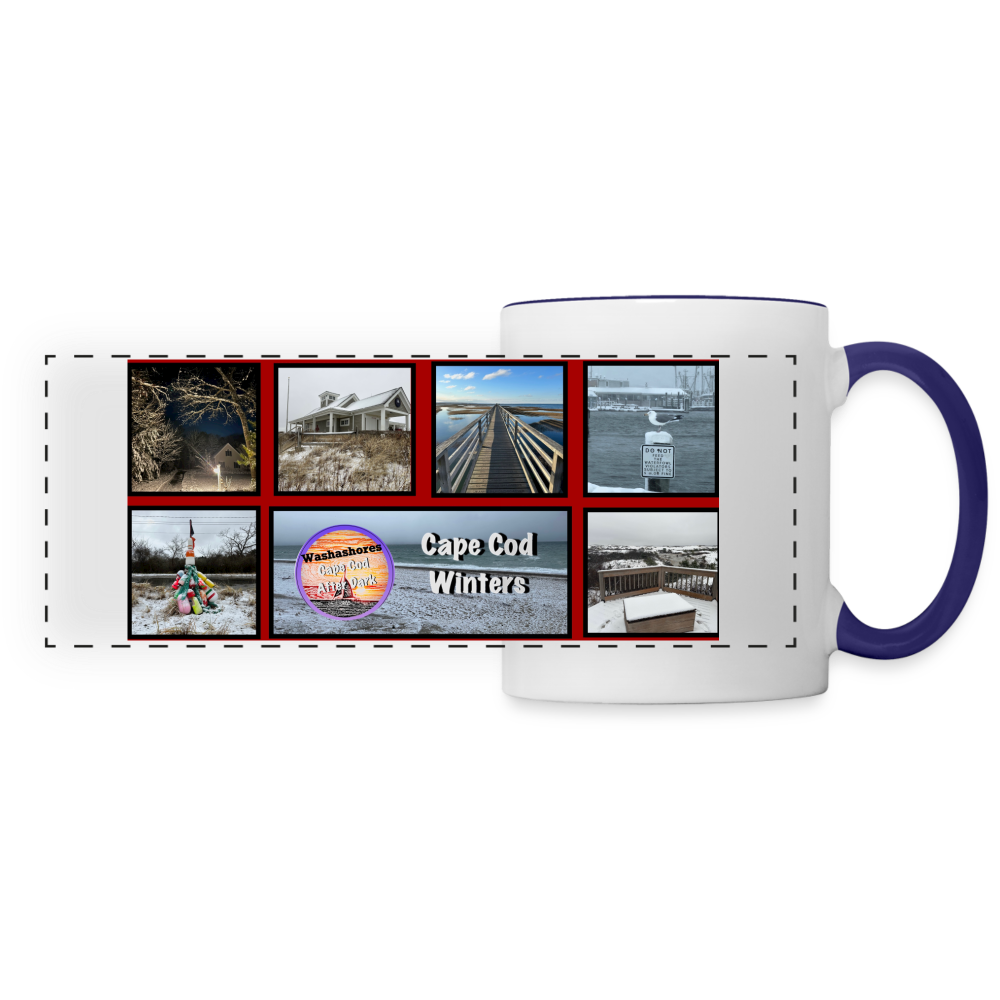 Panoramic Mug -- Winter Scenes - white/cobalt blue