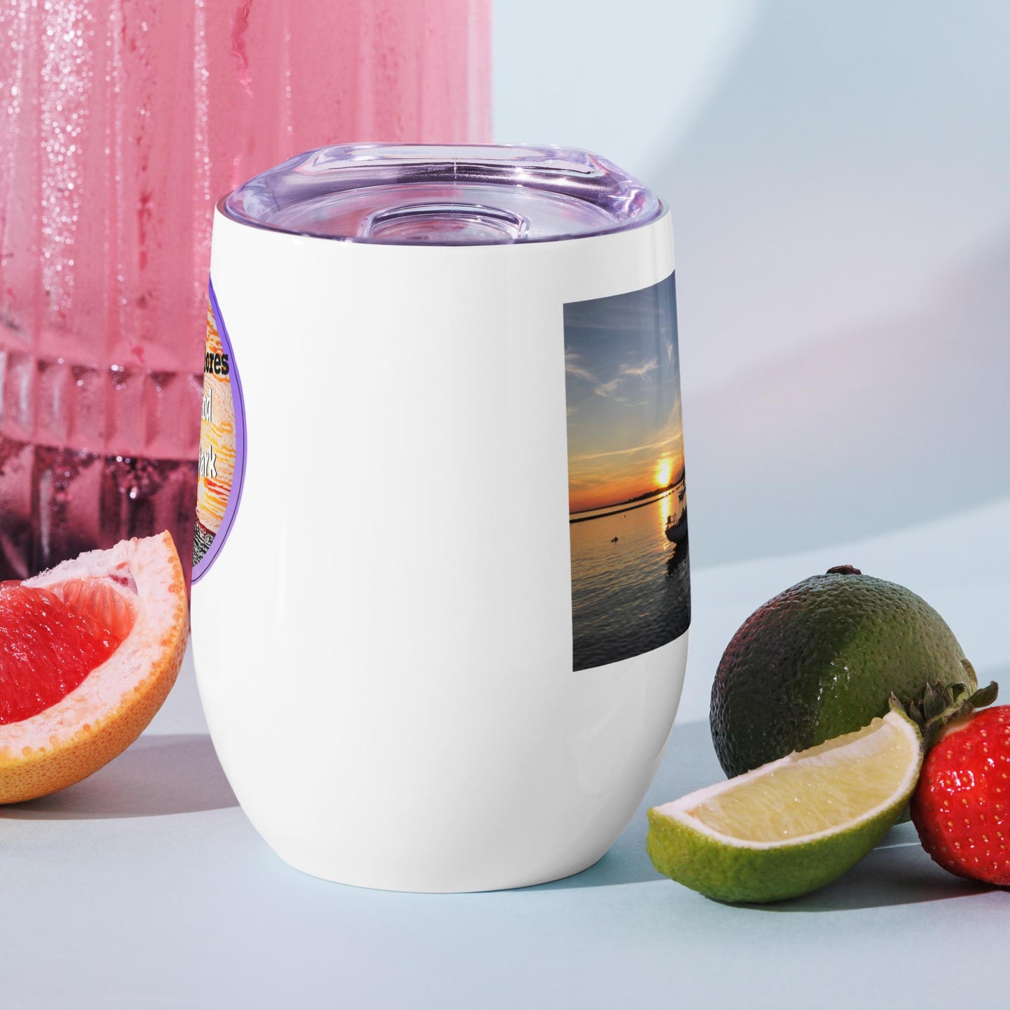 Washashores 12oz Wine Tumbler -  Sailboat Sunset